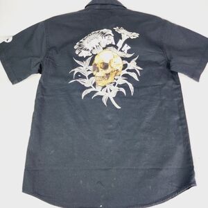 Air Walk Shirt Snap skater biker skull New Gothic short sleeve